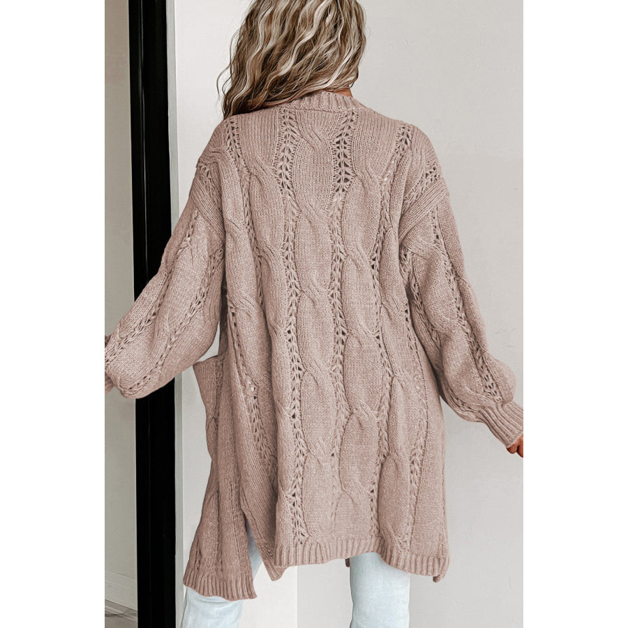 Cable-Knit Dropped Shoulder Cardigan Mocha / S