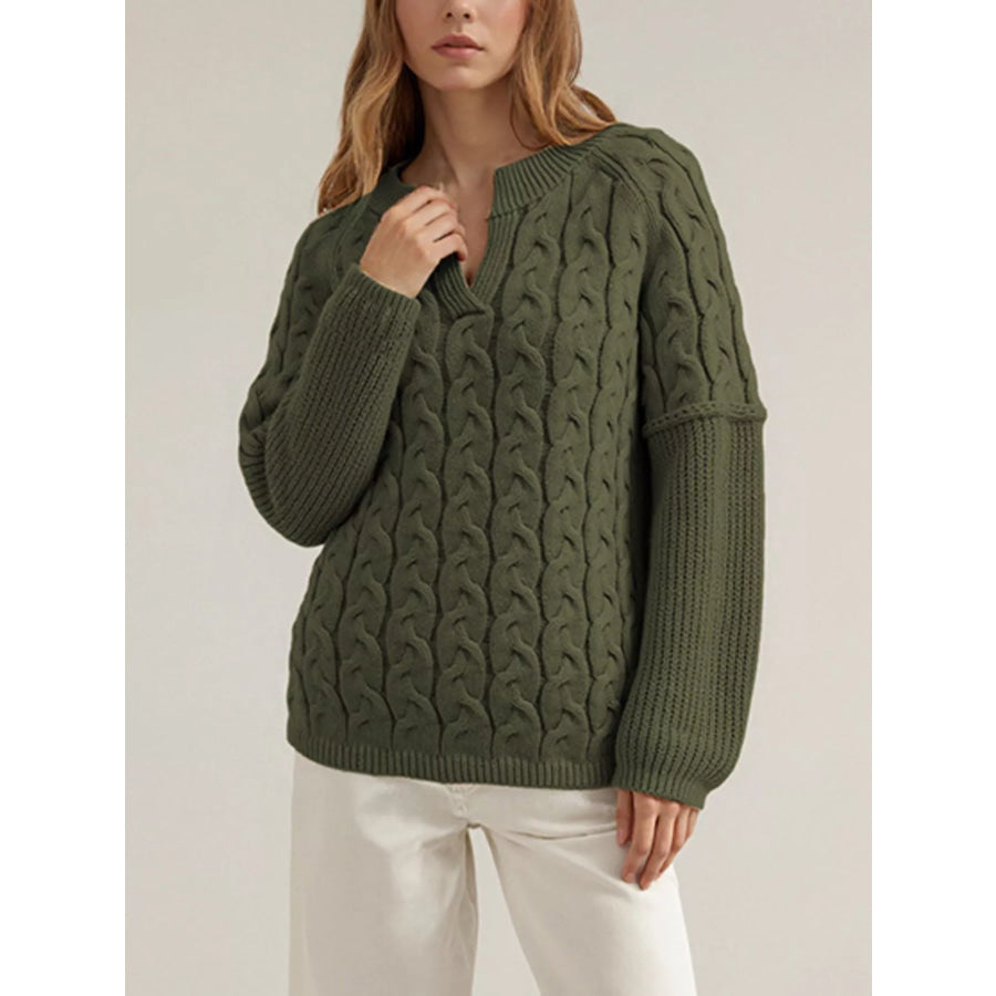 Cable-Knit Dropped Shoulder Sweater Apparel and Accessories
