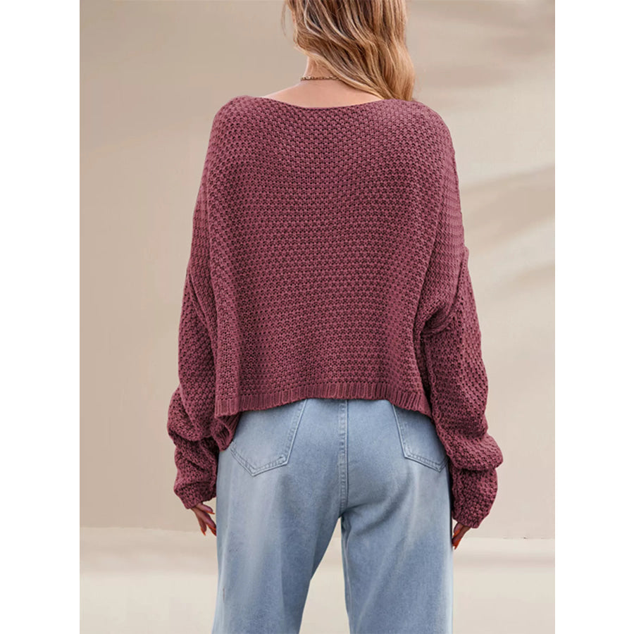 Cable Knit Dropped Shoulder Sweater Apparel and Accessories