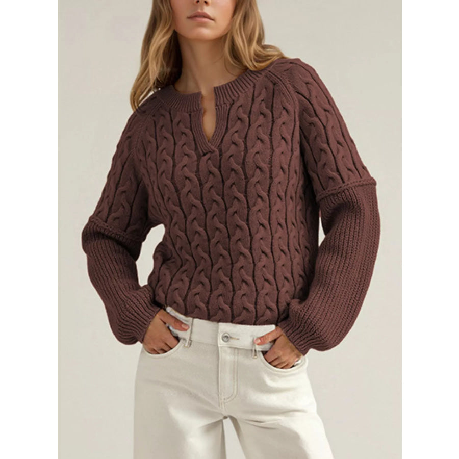 Cable-Knit Dropped Shoulder Sweater Apparel and Accessories