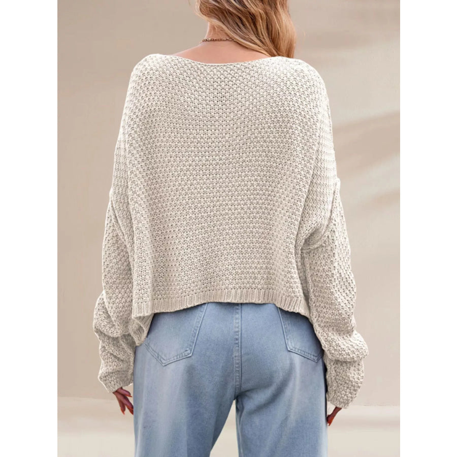 Cable Knit Dropped Shoulder Sweater Apparel and Accessories