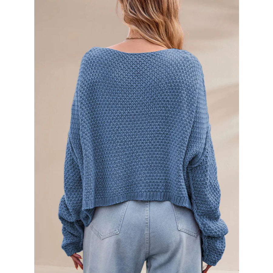 Cable Knit Dropped Shoulder Sweater Apparel and Accessories