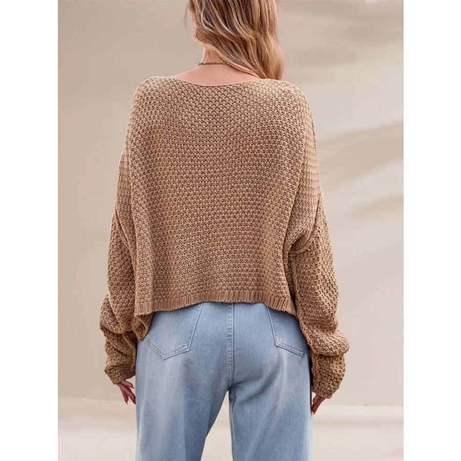 Cable Knit Dropped Shoulder Sweater Apparel and Accessories