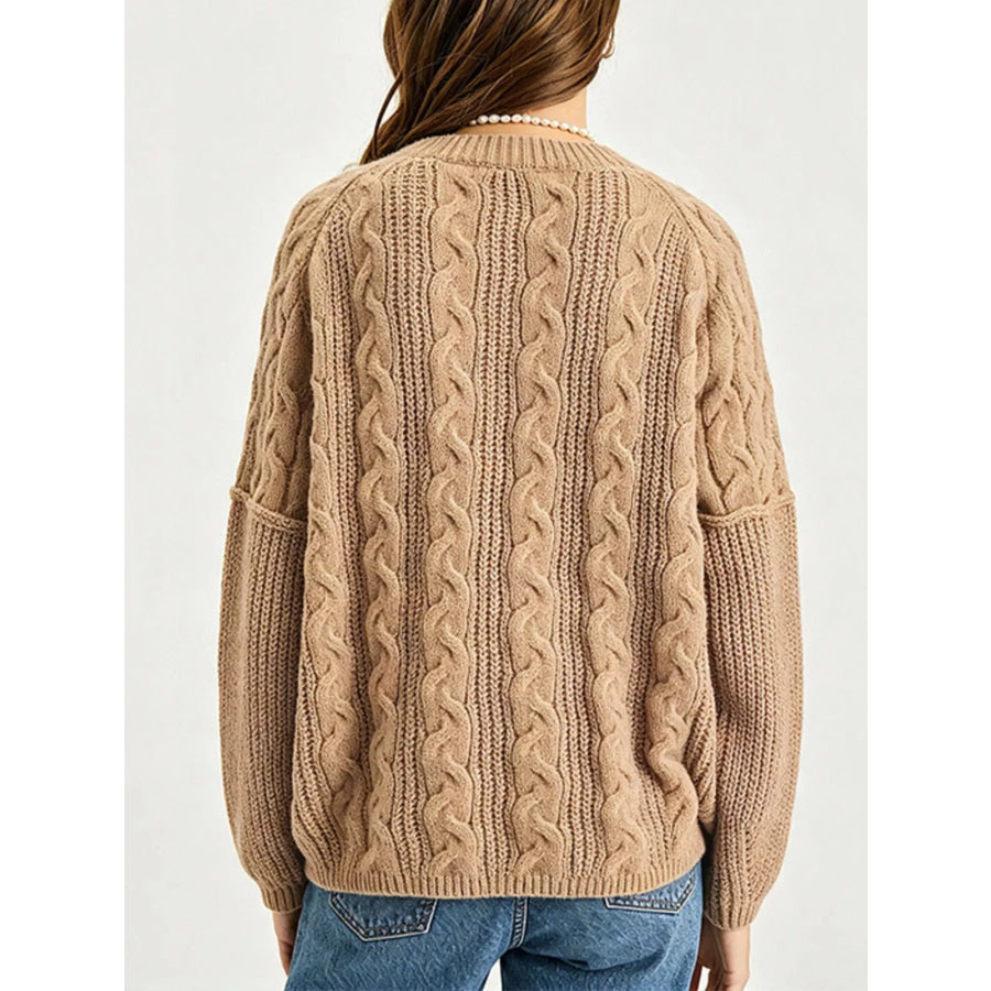 Cable-Knit Dropped Shoulder Sweater Apparel and Accessories