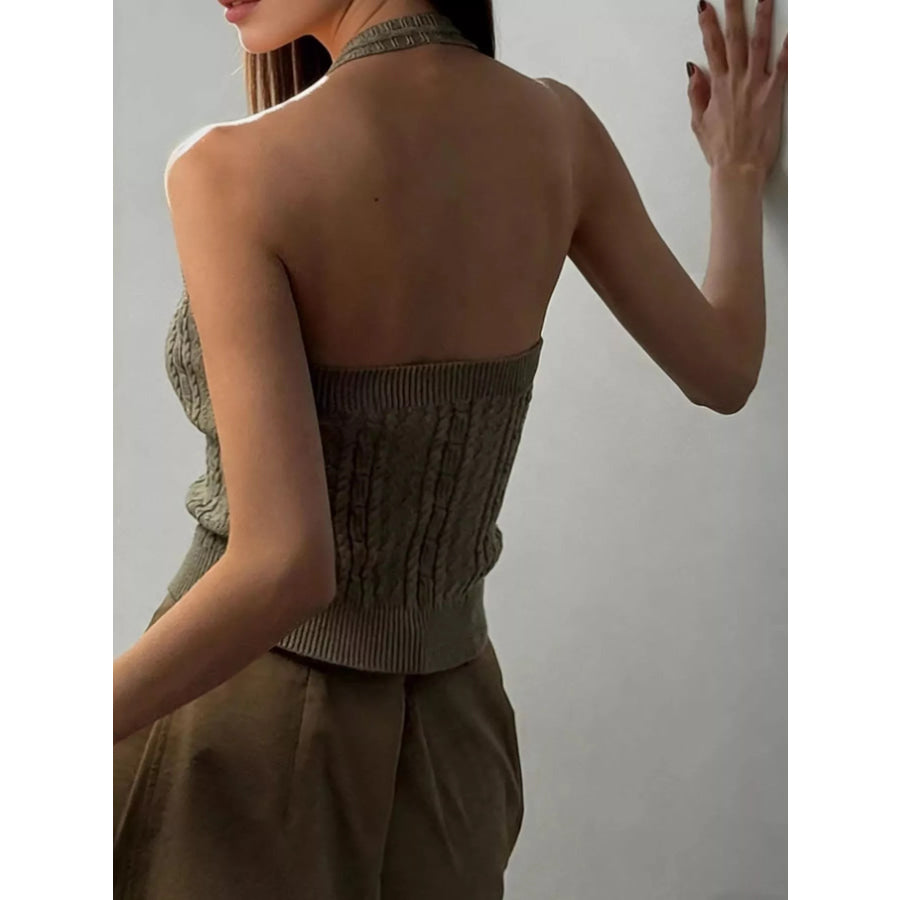 Cable Knit Halter Neck Tank Apparel and Accessories