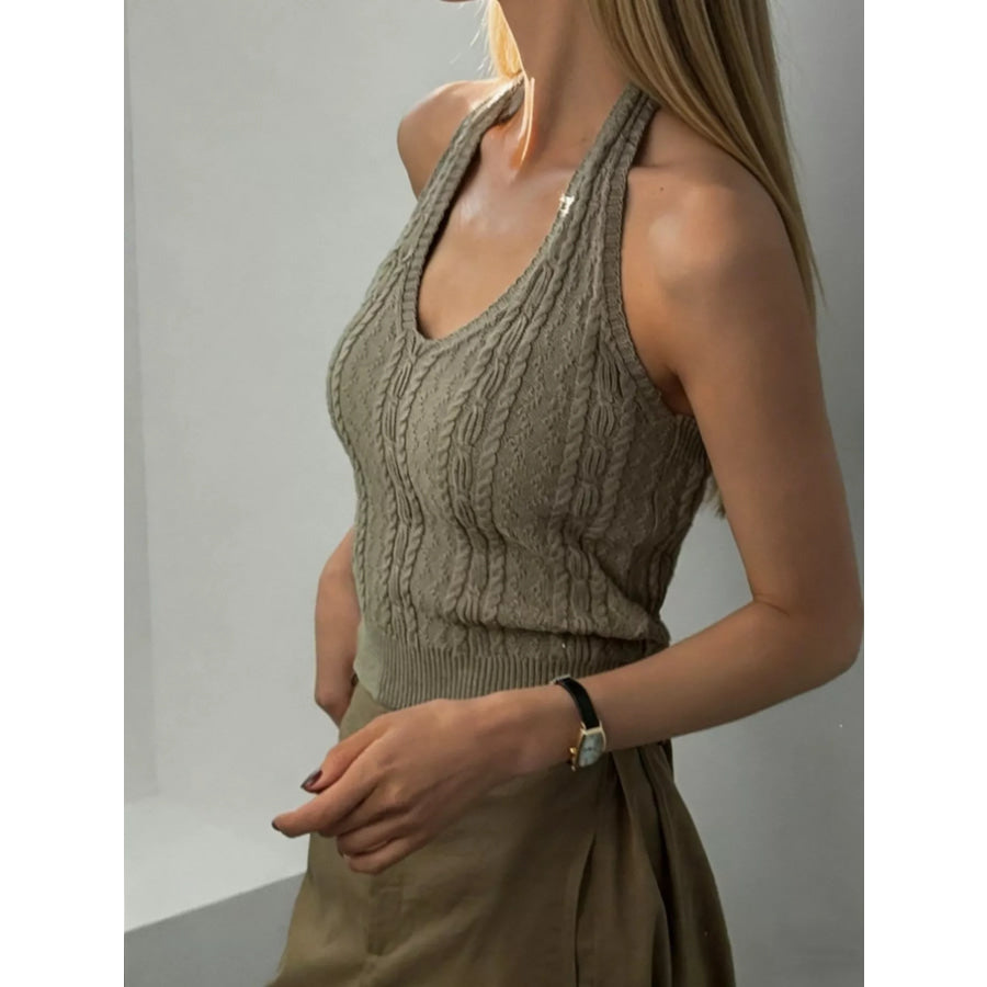Cable Knit Halter Neck Tank Apparel and Accessories