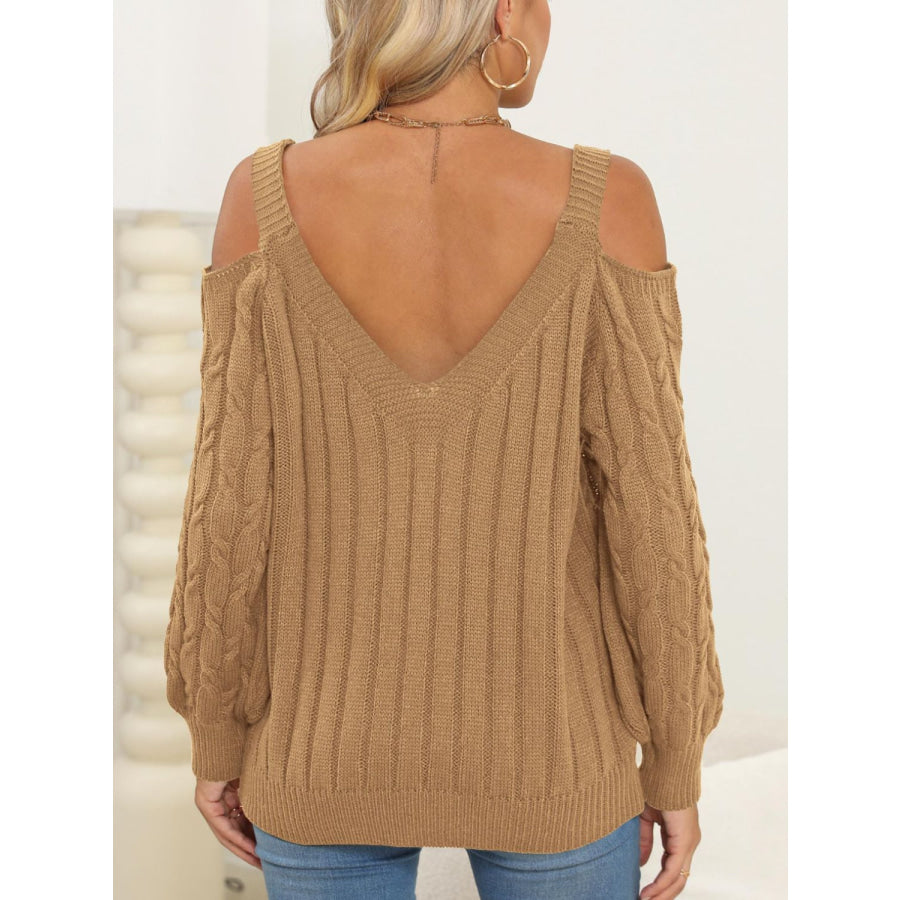 Cable-Knit Heart V-Neck Sweater Apparel and Accessories