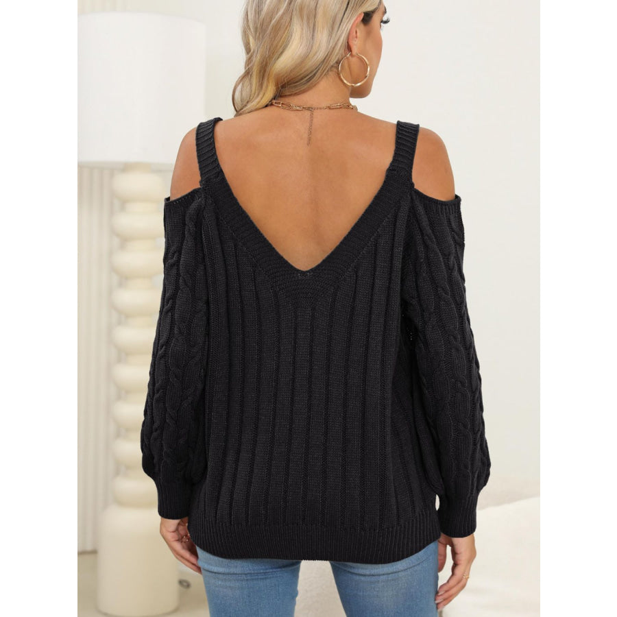 Cable-Knit Heart V-Neck Sweater Apparel and Accessories