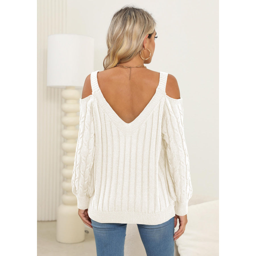 Cable-Knit Heart V-Neck Sweater Apparel and Accessories