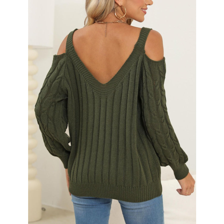 Cable-Knit Heart V-Neck Sweater Apparel and Accessories