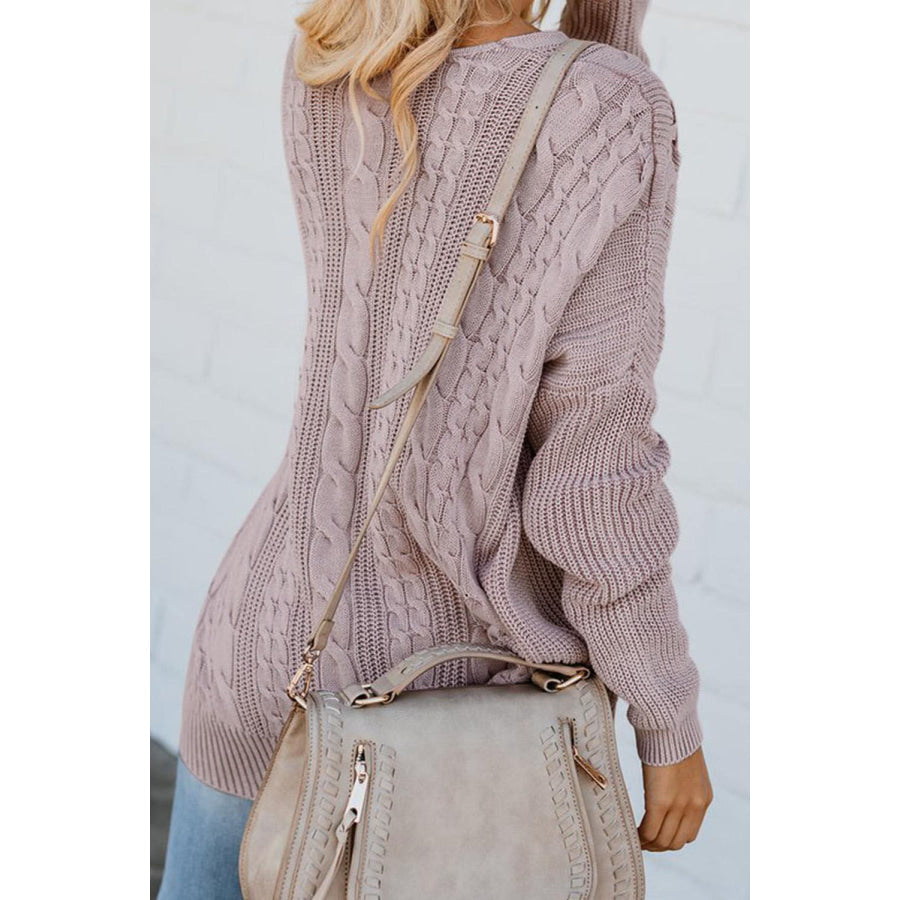 Cable Knit Lace Up V-Neck Sweater Apparel and Accessories