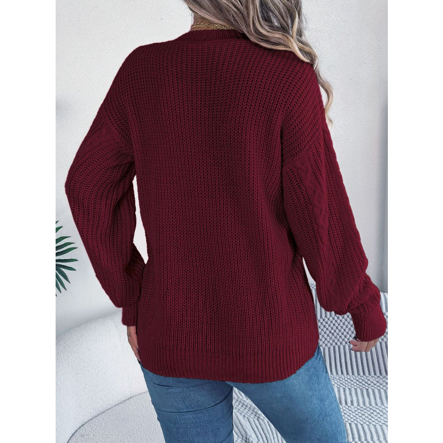 Cable-Knit Long Sleeve Cardigan Apparel and Accessories