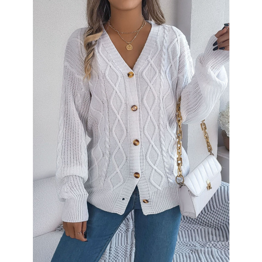 Cable-Knit Long Sleeve Cardigan Apparel and Accessories