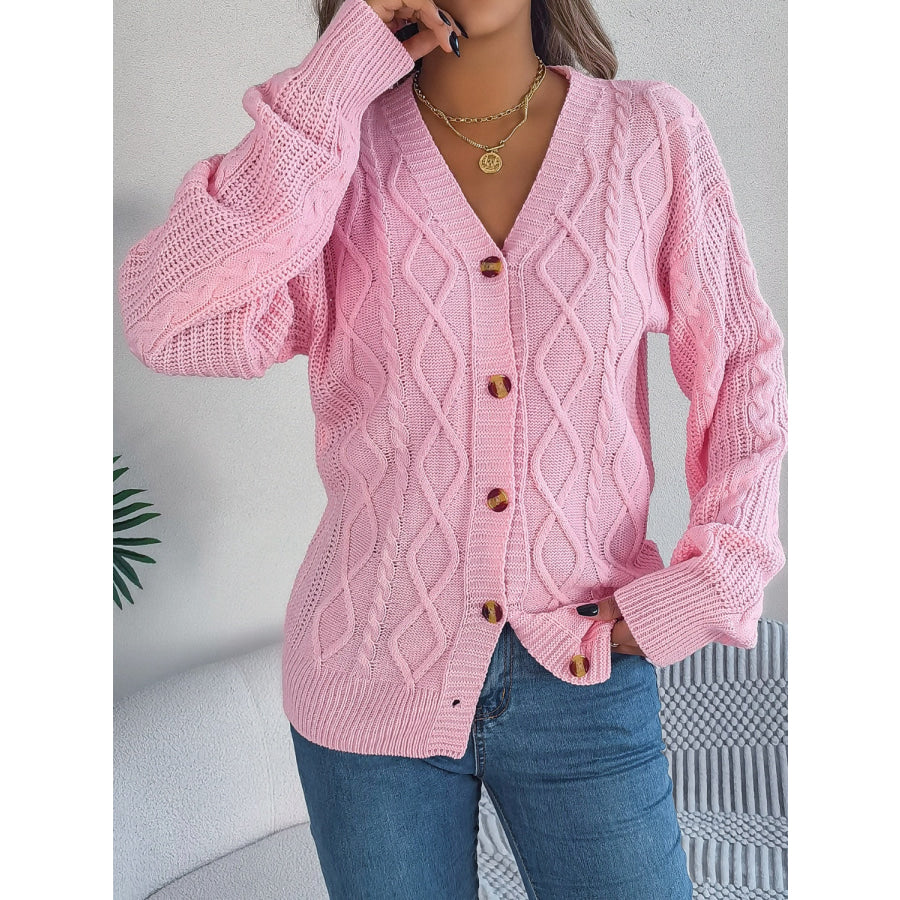 Cable-Knit Long Sleeve Cardigan Apparel and Accessories