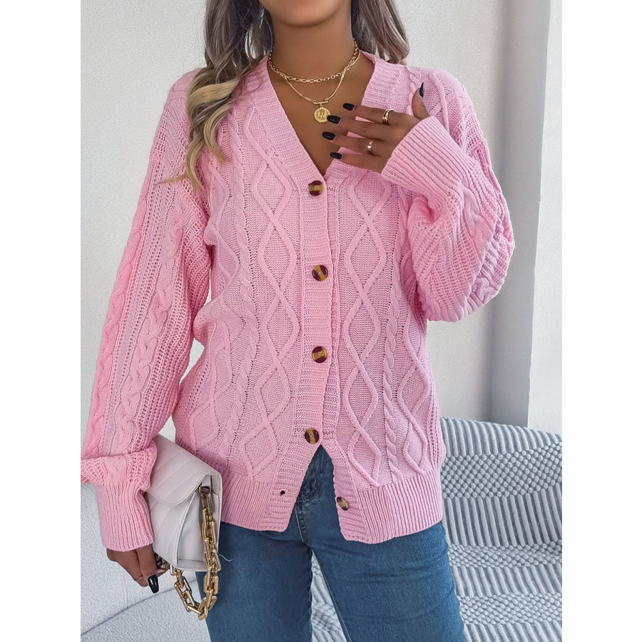 Cable-Knit Long Sleeve Cardigan Apparel and Accessories