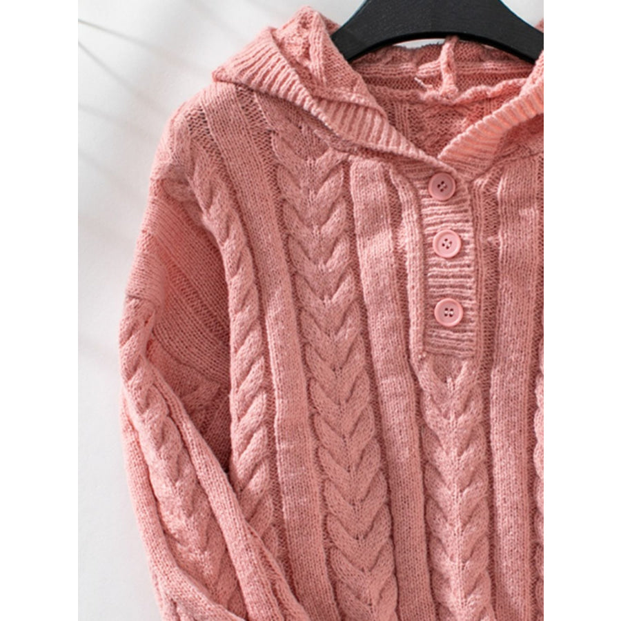 Cable-Knit Long Sleeve Hooded Sweater Apparel and Accessories