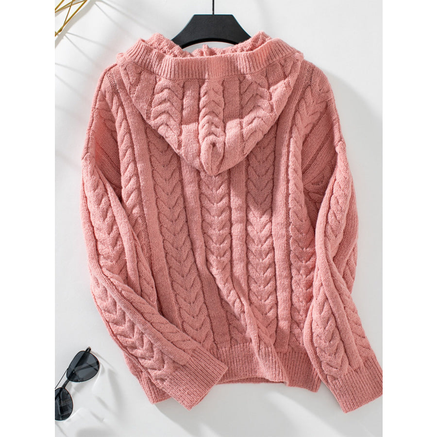 Cable-Knit Long Sleeve Hooded Sweater Apparel and Accessories