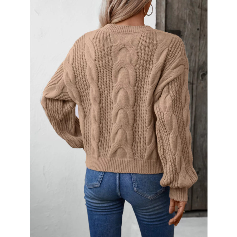 Cable Knit Long Sleeve Sweater Apparel and Accessories