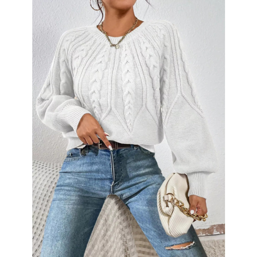 Cable Knit Long Sleeve Sweater Apparel and Accessories