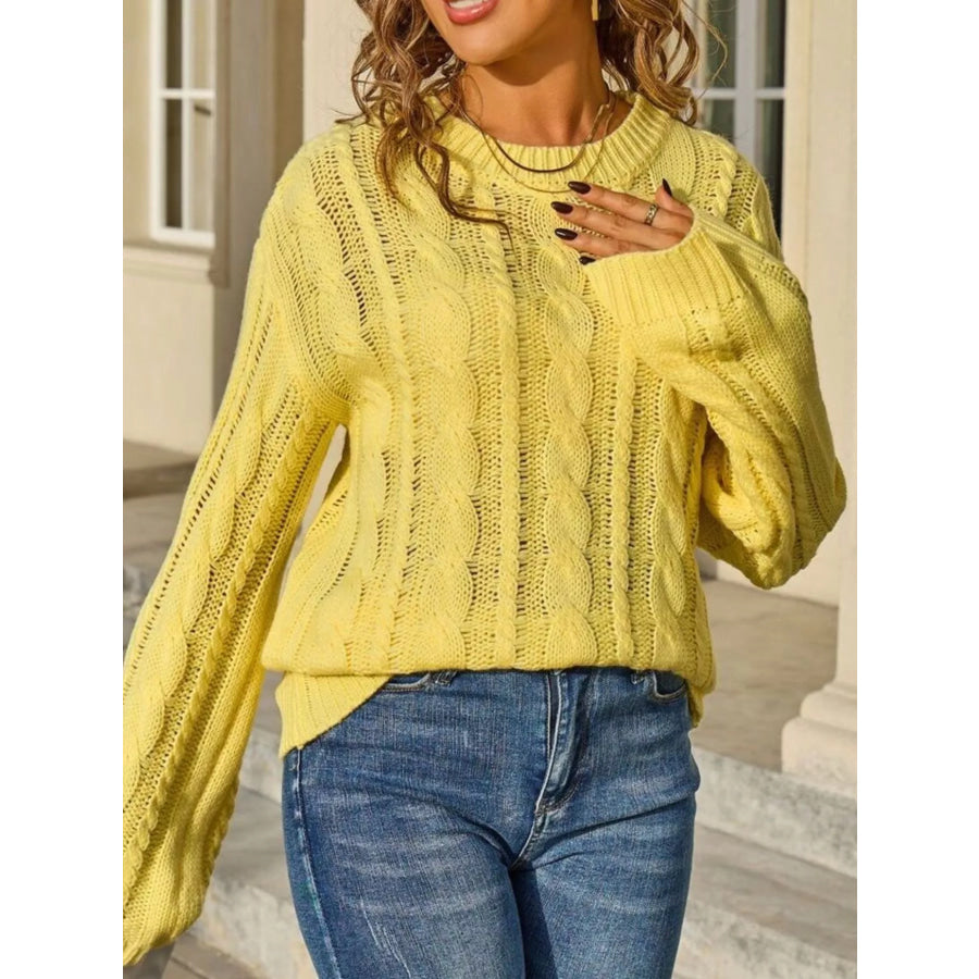 Cable Knit Long Sleeve Sweater Apparel and Accessories