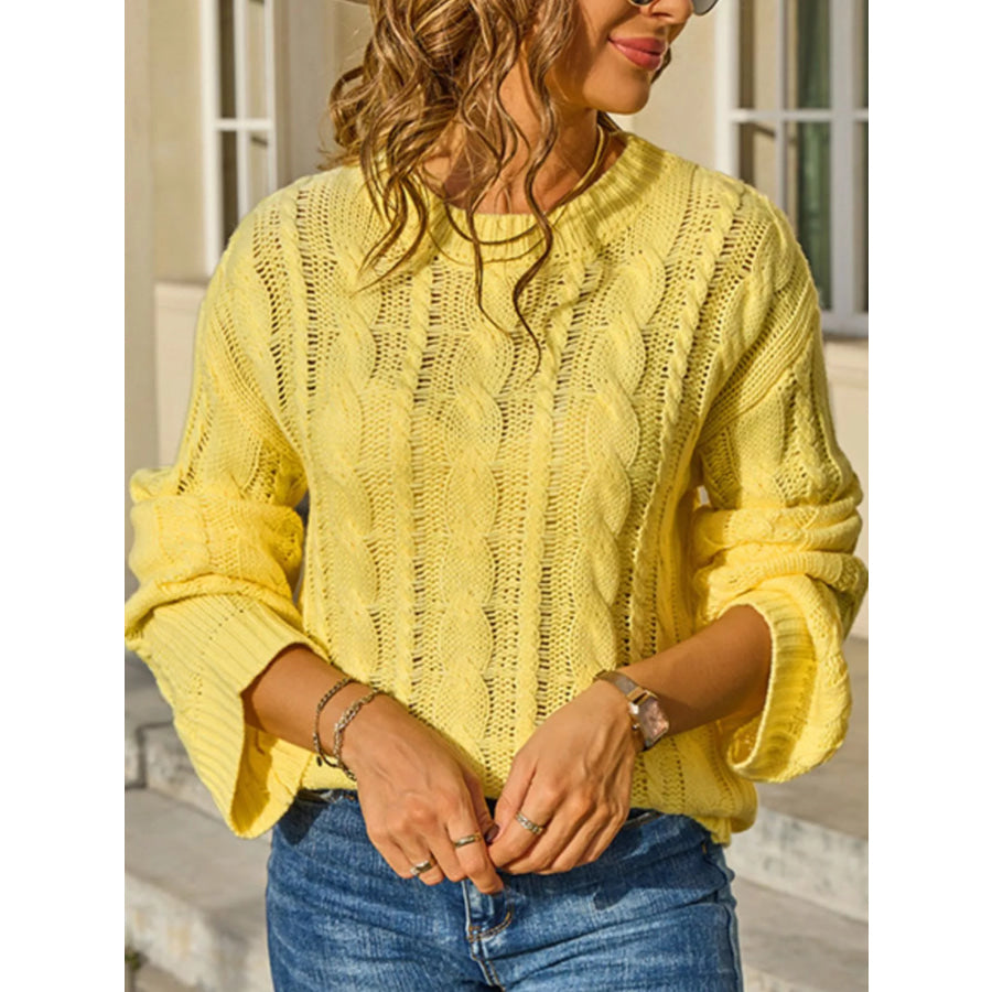 Cable Knit Long Sleeve Sweater Apparel and Accessories