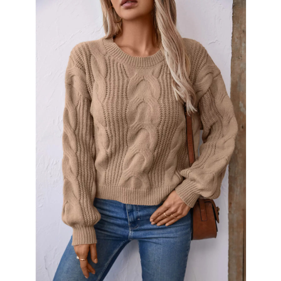Cable Knit Long Sleeve Sweater Apparel and Accessories