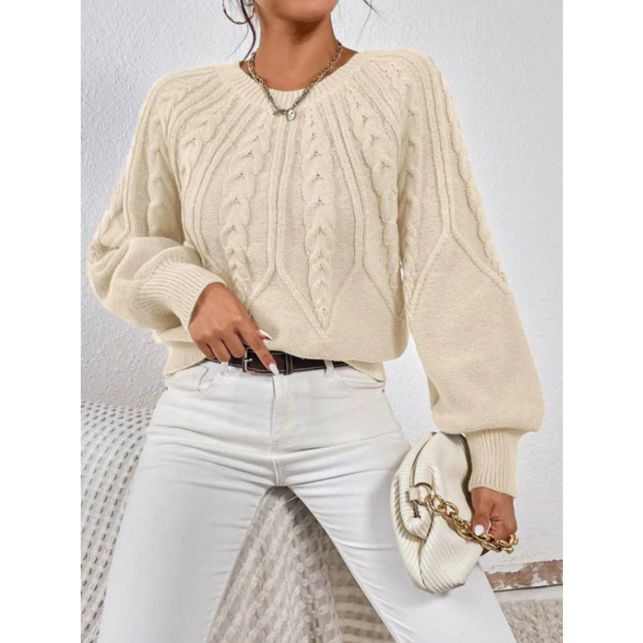 Cable Knit Long Sleeve Sweater Apparel and Accessories