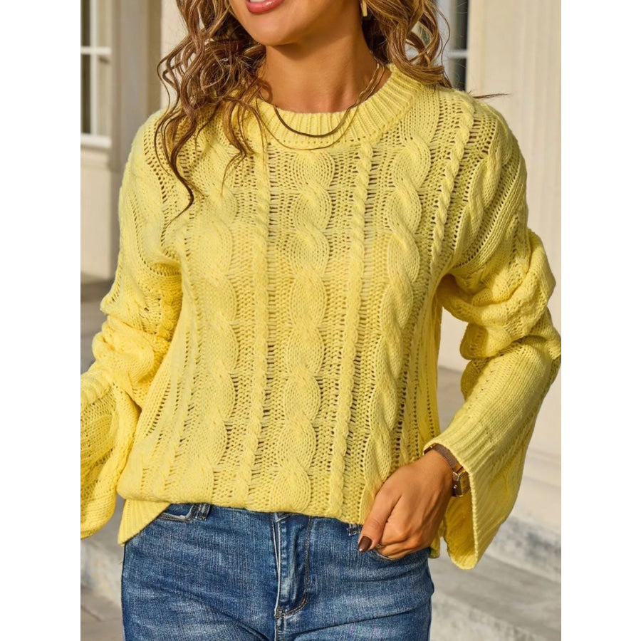 Cable Knit Long Sleeve Sweater Apparel and Accessories
