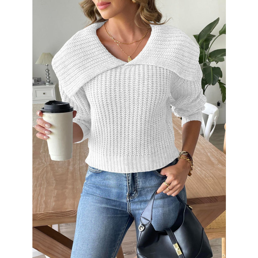 Cable-Knit Long Sleeve Sweater Apparel and Accessories