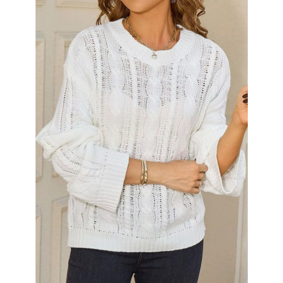 Cable Knit Long Sleeve Sweater Apparel and Accessories
