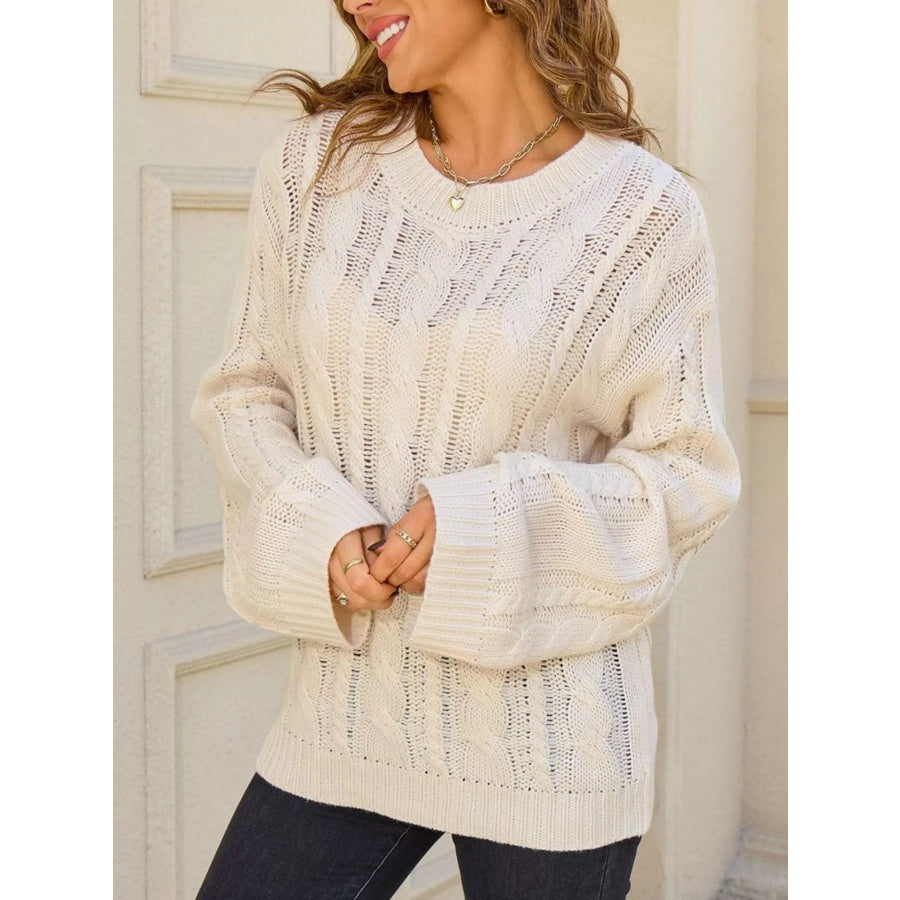Cable Knit Long Sleeve Sweater Apparel and Accessories