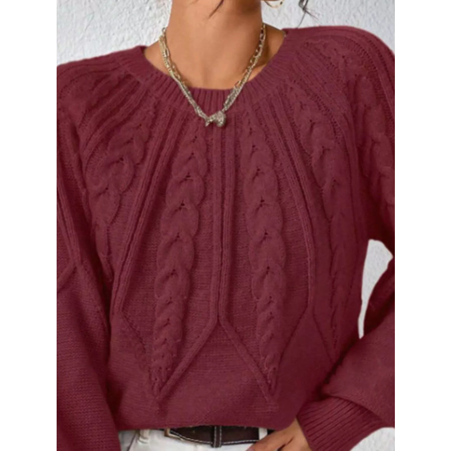 Cable Knit Long Sleeve Sweater Apparel and Accessories