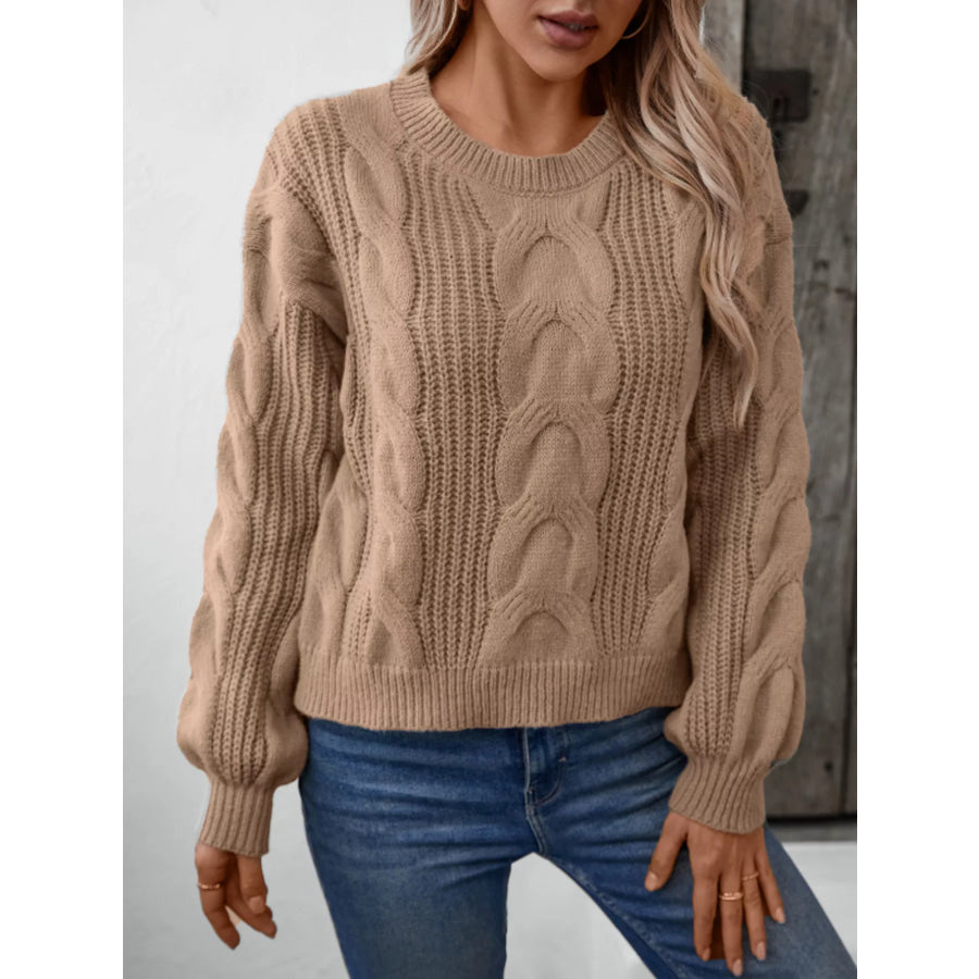 Cable Knit Long Sleeve Sweater Apparel and Accessories