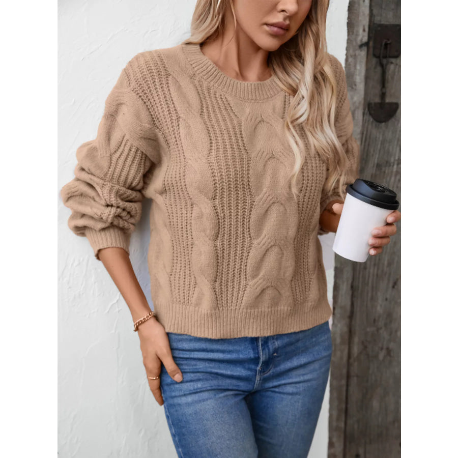 Cable Knit Long Sleeve Sweater Apparel and Accessories