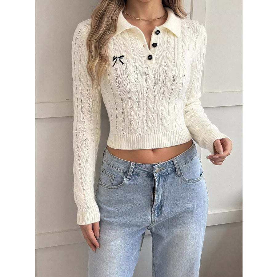 Cable Knit Long Sleeve Sweater Apparel and Accessories