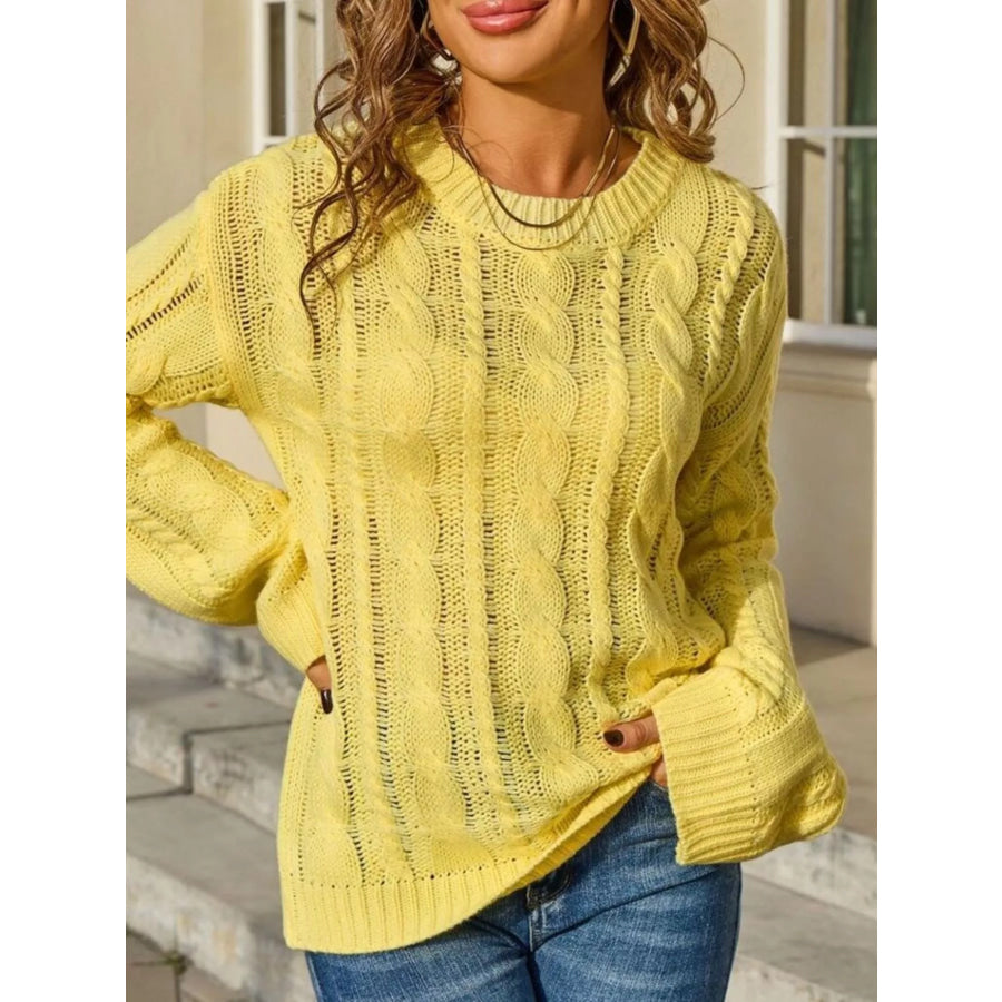 Cable Knit Long Sleeve Sweater Apparel and Accessories