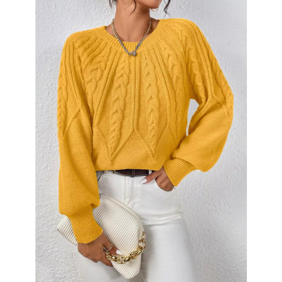 Cable Knit Long Sleeve Sweater Ginger / S Apparel and Accessories