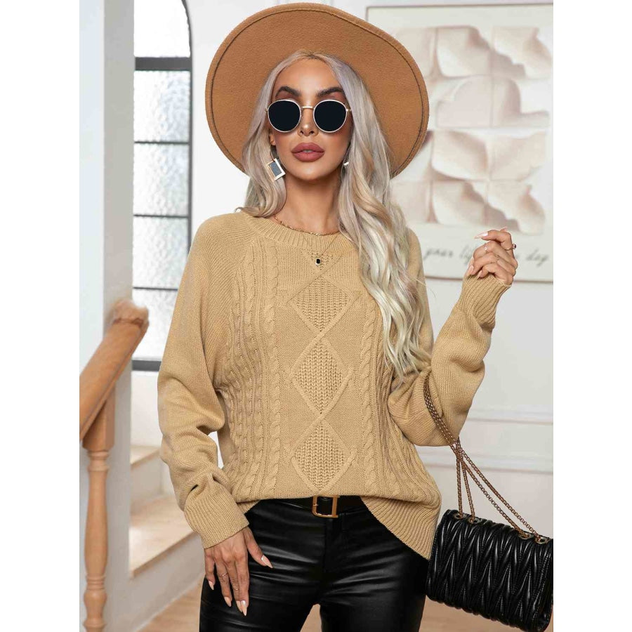 Cable-Knit Long Sleeve Sweater