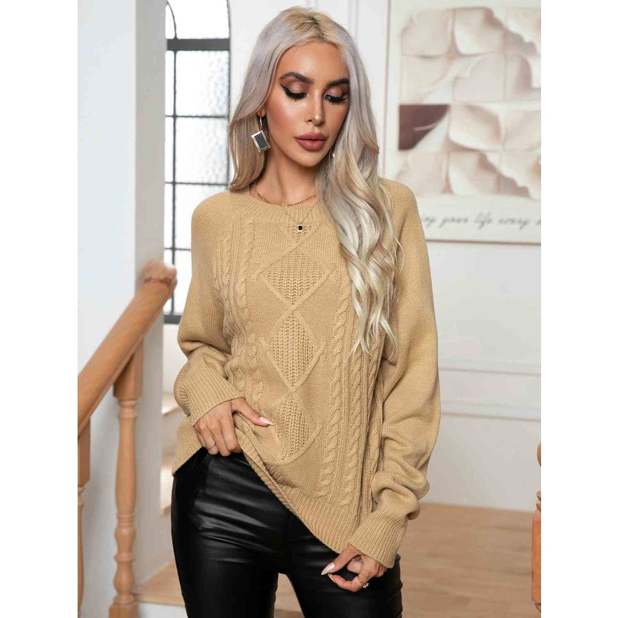 Cable-Knit Long Sleeve Sweater