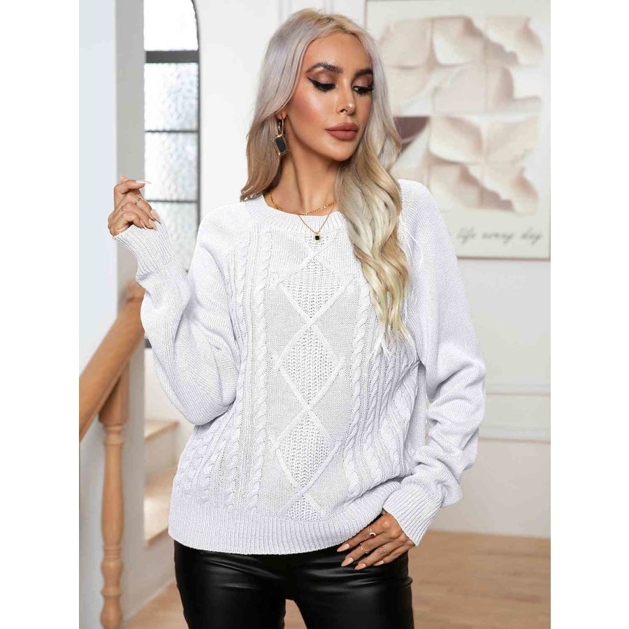 Cable-Knit Long Sleeve Sweater