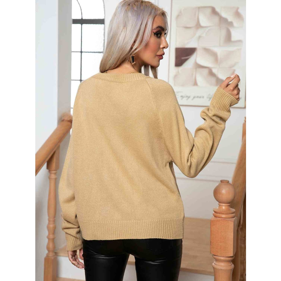 Cable-Knit Long Sleeve Sweater