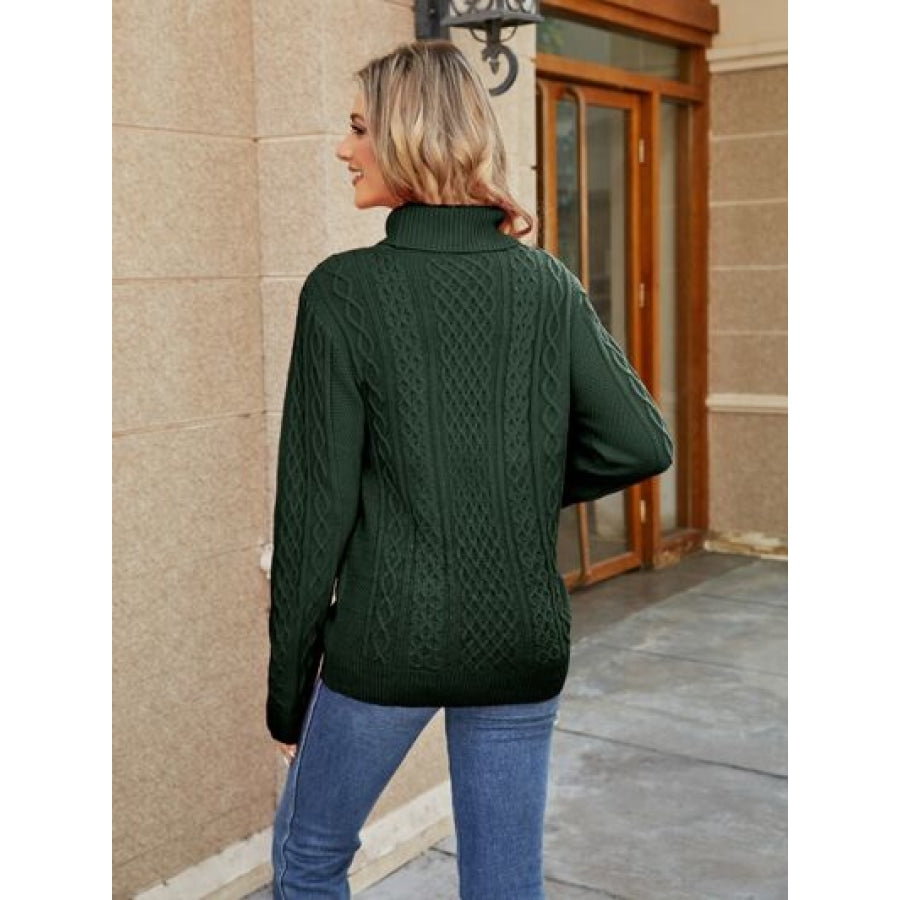 Cable-Knit Mock Neck Sweater Clothing