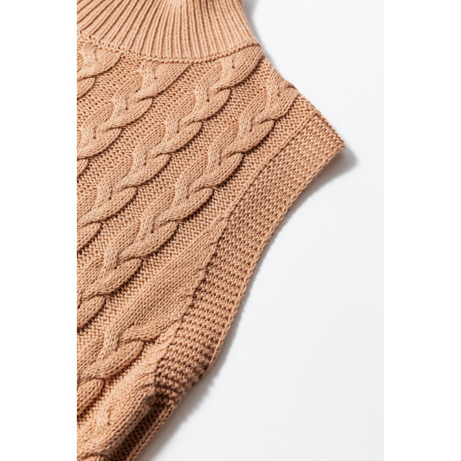 Cable-Knit Mock Neck Sweater Vest Apparel and Accessories