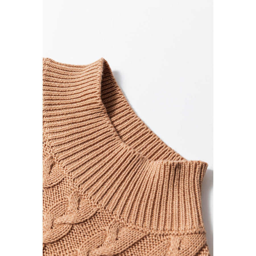 Cable-Knit Mock Neck Sweater Vest Apparel and Accessories