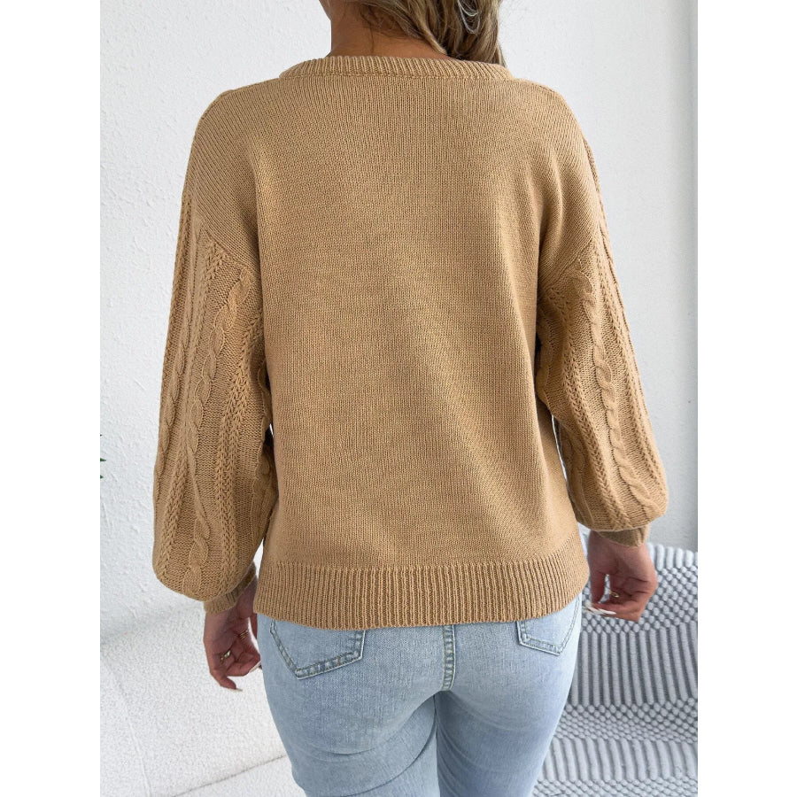 Cable Knit Notched Sweater Apparel and Accessories