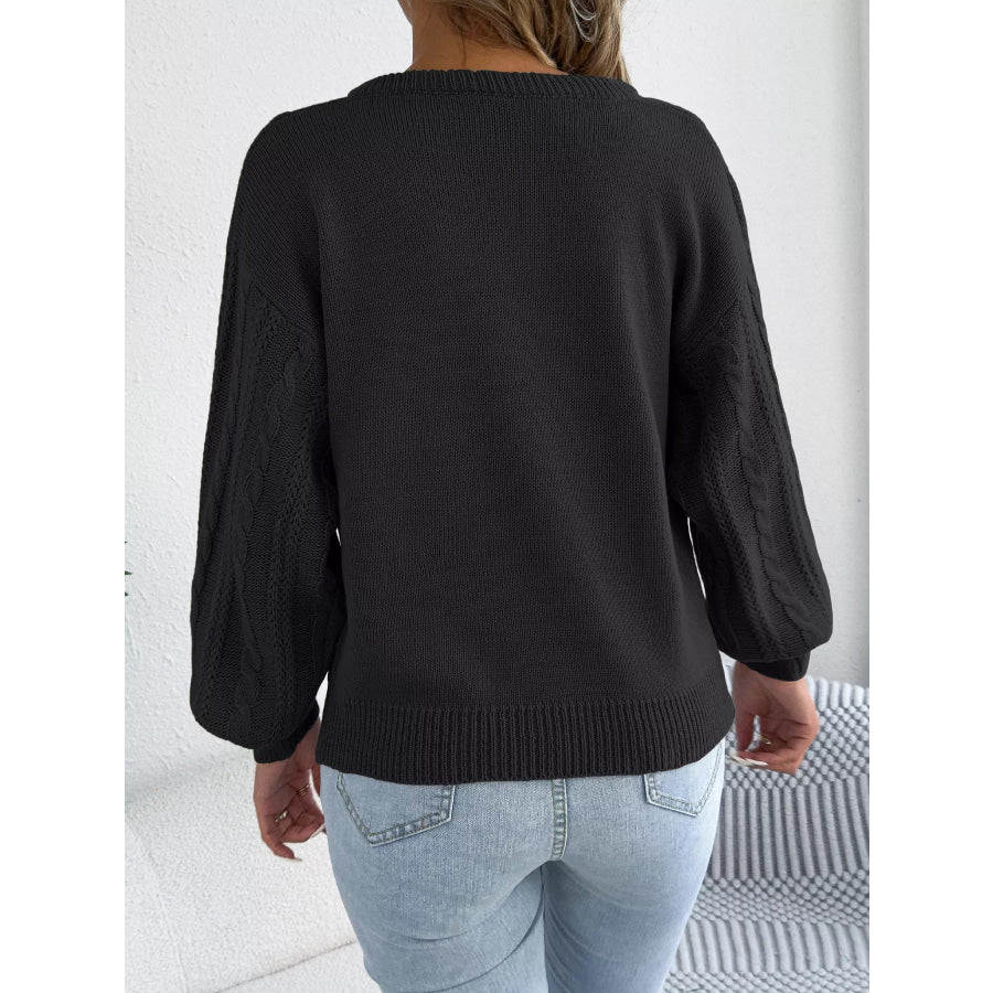 Cable Knit Notched Sweater Apparel and Accessories