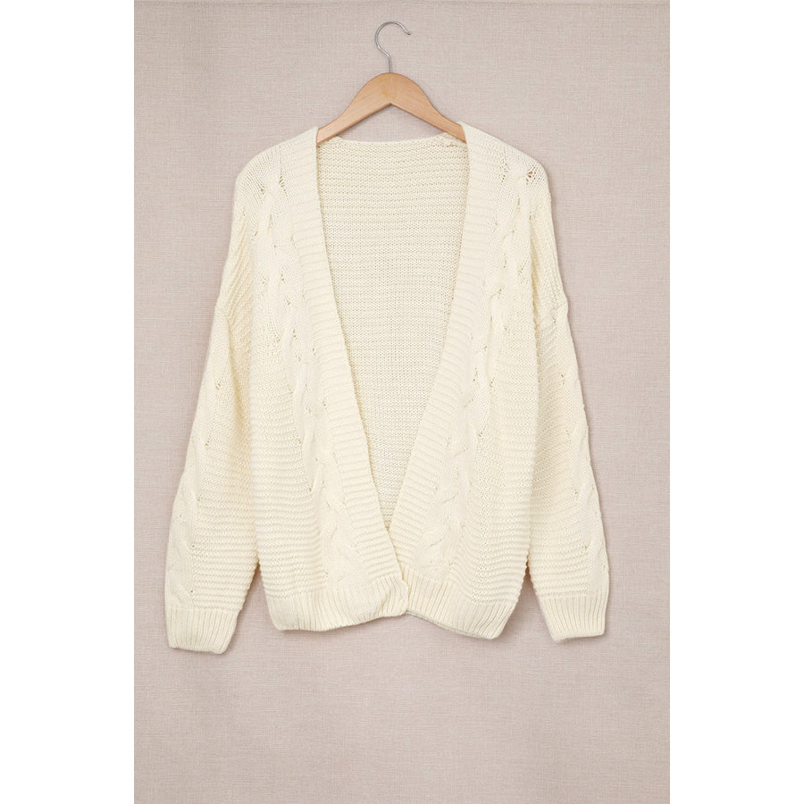 Cable-Knit Open Front Cardigan Apparel and Accessories