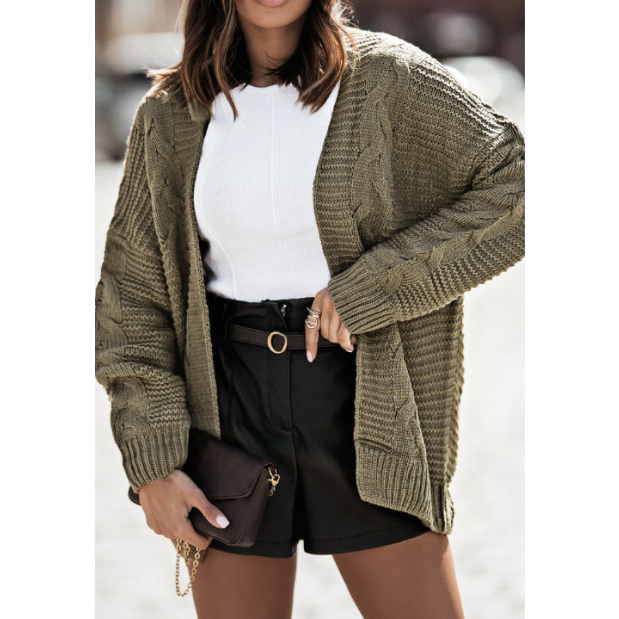 Cable-Knit Open Front Cardigan Apparel and Accessories