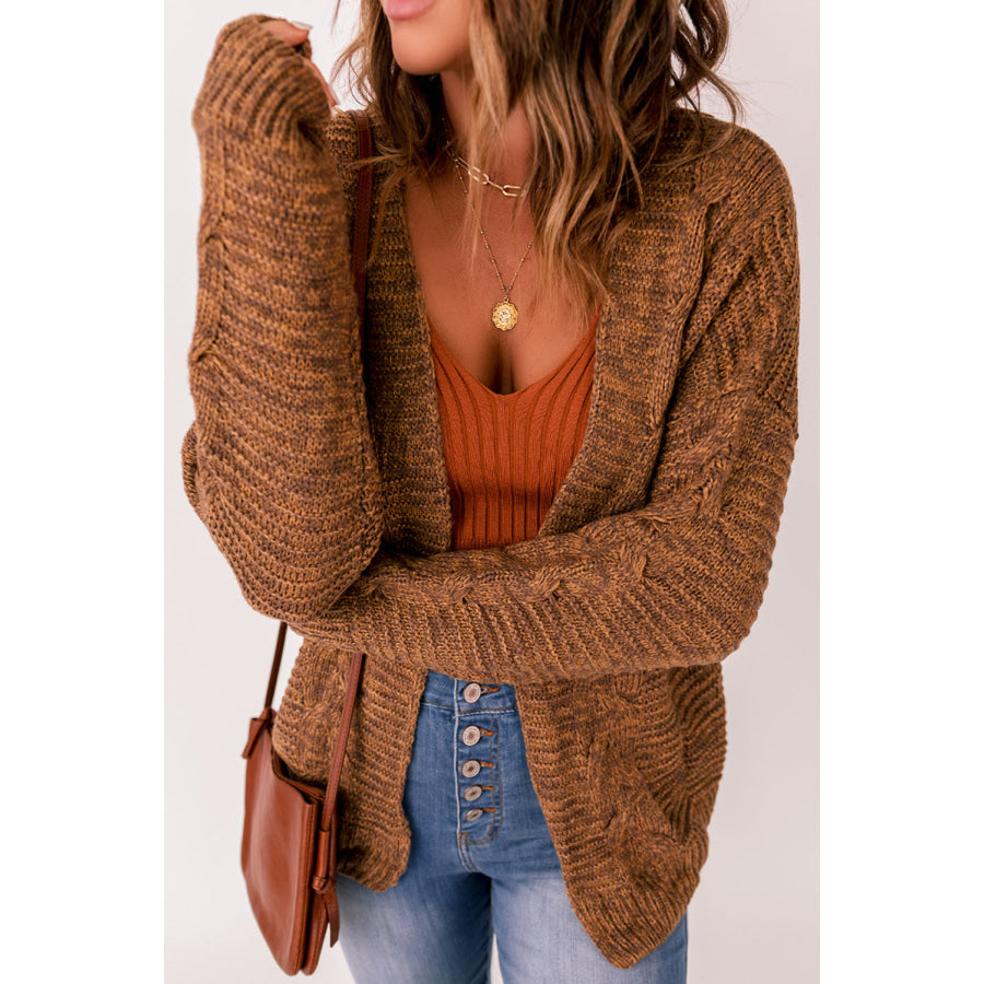 Cable-Knit Open Front Cardigan Apparel and Accessories