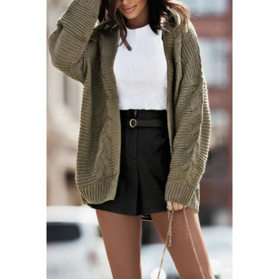 Cable-Knit Open Front Cardigan Apparel and Accessories